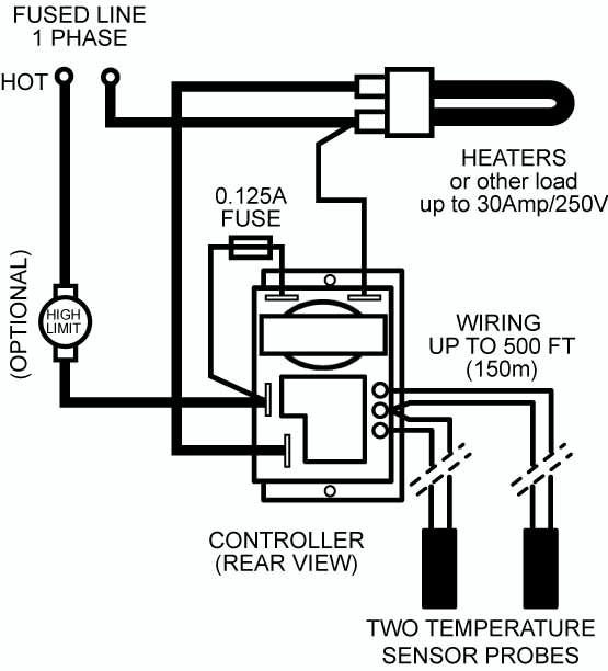 Digital Thermometer simple wiring with two temperature sensors